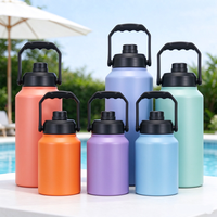 Bouteille d'eau en acier inoxydable de grande capacité, très bien notée, avec poignée robuste pour le camping et les cadeaux de Noël personnalisés