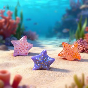 Figurines de mini étoiles de mer lumineuses en résine, ornements miniatures qui brillent dans le noir pour micro-paysages, jardins féériques et décorations d'aquariums - Product Image 4