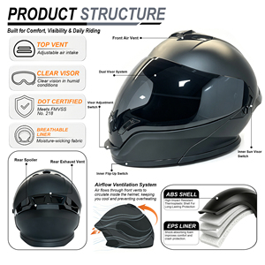 Casque de moto DOT Open Face Racing, casque de moto intégral rabattable, léger, en ABS, Casco De Moto pour la course et le tourisme - Product Image 3