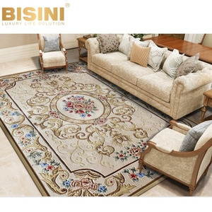 Style français Villa <span class=keywords><strong>Beige</strong></span> fait à la main zone florale <span class=keywords><strong>tapis</strong></span> et <span class=keywords><strong>tapis</strong></span> haute pile touffeté à la main laine épaisse résistance à l'usure conception sculptée - Product Image 1