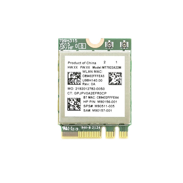 WiFi 6E MT7922 M.2 Wireless Card 5374Mbps Bluetooth 5.2 Network Adapter 802.11ax 2.4G/5G/6GHz MediaTek MT7922 MU-MIMO Win 10 11