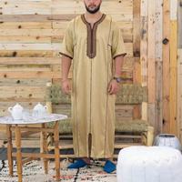 Nouvelle Robe Longue Musulmane pour Hommes, Abaya Caftan à Rayures Islamiques, Style Saoudien, Dubaï, Arabe, Eid, Marocain, Thobe, Jubba, Jalabiya, Été, Ramadan