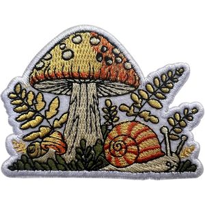 Patch brodé thermocollant Champignon et Escargot 3, pour sacs et vêtements, thème Forêt - Product Image 1
