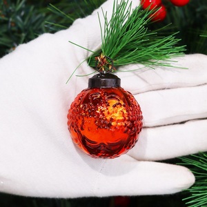 12 Vintage Mercury Large <b>Christmas</b> Ornaments Orange Unique Glass <b>Christmas</b> Balls for <b>Christmas</b> Tree, Halloween, New Year - Product Image 3
