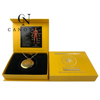 Colliers en acier inoxydable et or avec 4 pierres saines, pendentif en forme d'énergie bio scalaire japonaise