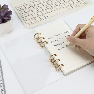 Cubierta de carpeta acrílica Rosa simple A6, cubierta de <span class=keywords><strong>cuaderno</strong></span> DIY, cubierta de carpeta acrílica de 6 agujeros, Clip dorado, divisor de sobre de efectivo para presupuestos - Product Image 2