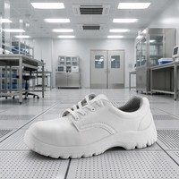 Chaussures de sécurité antistatiques en cuir blanc AIMVVSEC avec embout en acier, antidérapantes, respirantes, doublure en maille, pour l'hiver et le printemps, idéales pour les environnements de travail propres