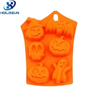 Moule en silicone à 6 cavités pour gâteaux et fondants, motifs citrouille et fantôme d'Halloween, couleur personnalisable, facile à démouler, résistant à la chaleur pour la décoration de fêtes