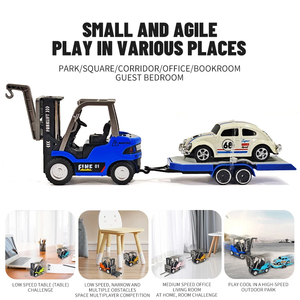 1/64 2.4G RC véhicule de Construction chariot élévateur avec remorque télécommande voiture avec <span class=keywords><strong>camion</strong></span> à plat et grue son lumière enfants ToyGift - Product Image 6