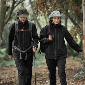 Unisex Windproof Hard <b>Shell</b> Jacket Multi Pocket Single Layer Outdoor Hiking Travel Wear - Product Image 4