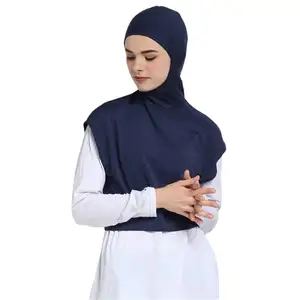 Ccy Vrouwen Islamitische Sport Modale Sport Hijab Moslim Abaya Blauwe Vest Hijaabs Voor Abaya Jersey Zijden Sjaal Tulbanden Undercap Hijab