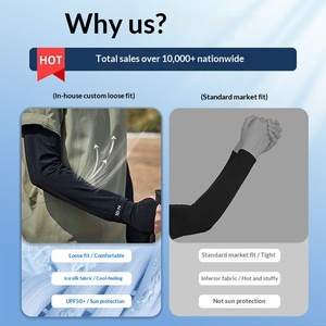 Mangas de protección solar UV de seda helada elásticas para hombre, para ciclismo y conducción, mangas refrescantes para cubrir tatuajes - Product Image 6