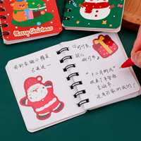 Carnet de notes A7 miniature en spirale pour étudiants, avec un design de papeterie de Noël mignon et des motifs de Noël en dessin animé