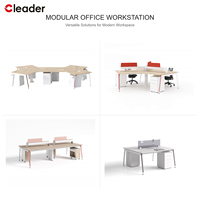 Bureau en banc ouvert 4 places avec cadre en A en cuivre, pieds inclinés, plateau en mélamine, poste de travail de bureau, cloison acoustique