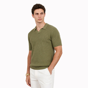 <span class=keywords><strong>Polo</strong></span> Stile Old Money con Colletto Johnny, <span class=keywords><strong>Manica</strong></span> Corta, Vestibilità <span class=keywords><strong>Slim</strong></span> Casual Senza Bottoni, Maglietta Estiva - Product Image 5