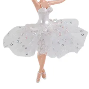 Bailarina para árvore de natal, enfeite branco artesanal para dança de mini balé de 6.5 polegadas