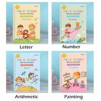 4 Pcs Magic Trough Books pour enfants Préscolaire Écriture à la main pour enfants Cahiers scolaires