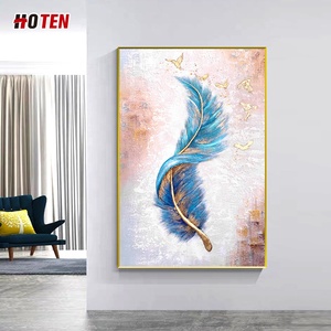 Style moderne fait à la main 100% <span class=keywords><strong>peinture</strong></span> à l'huile <span class=keywords><strong>sur</strong></span> toile plume <span class=keywords><strong>d</strong></span>'oiseau sujet <span class=keywords><strong>d</strong></span>écoratif Animal peint à la main - Product Image 4