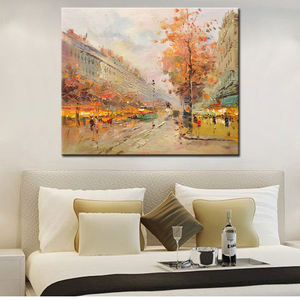 โรงแรมร่วมสมัยอาร์ตเดโคเพลสเดอลาเรพลิสต์มีดอิมเพรสชั่นนิสต์บนผืนผ้าใบศิลปะบนผนังถนนปารีสภาพวาดสีน้ำมัน - Product Image 3