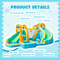 FBSPORT Combo Château Gonflable Commercial avec Toboggan Aquatique et Sec, Équipement de Jeu Intérieur Tropical pour Enfants