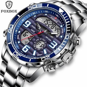 LIGE 0007 Foxbox Orologio Digitale <span class=keywords><strong>al</strong></span> <span class=keywords><strong>Quarzo</strong></span> Impermeabile in Acciaio, Display Doppio, Movimento <span class=keywords><strong>al</strong></span> <span class=keywords><strong>Quarzo</strong></span>, Orologio <span class=keywords><strong>da</strong></span> <span class=keywords><strong>Polso</strong></span> Casual alla Moda <span class=keywords><strong>per</strong></span> Uomo - Product Image 1