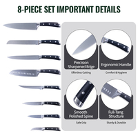 Ensemble de couteaux de chef Santoku avec manche riveté en ABS, ensemble complet de 8 couteaux à pain, à désosser, utilitaires, couteaux de cuisine en acier inoxydable personnalisés