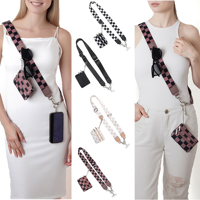 Clip and Go Strap Wallet Crossbody Adjustable Lanyard Strap Zippered Pouch Crossbody Bag Women