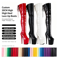 Zapatos de plataforma de PU para mujer, por encima de la rodilla, para pole dance, tacón de 20 CM, caña recta, cremallera interior, para actuaciones, otoño, suministro de logotipo personalizado