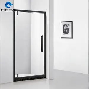 Euro portes en verre trempé sur mesure, salle de douche avec cadre en aluminium de couleur noire