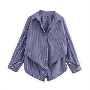Camisa de Punto de Manga Larga con Cuello en V para Mujer, Estilo Coreano, Informal, Corte Regular, Transpirable, Resistente a las Arrugas, con Botones y Bolsillos - Product Image 1