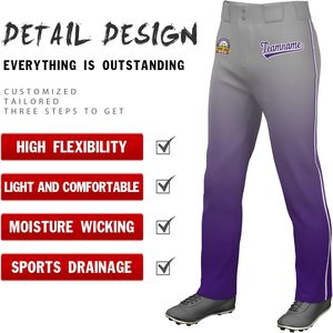 Pantalon de baseball droit pour homme Bossypro avec bande latérale, logo et nom personnalisés, respirant, 100 % polyester - Product Image 2