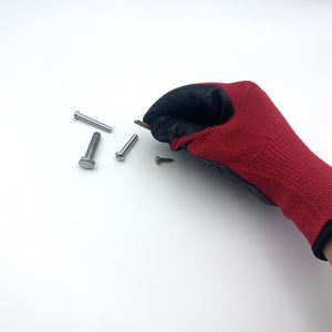 Перчатки для ремонта оборудования: 5-слойные, красные, хлопковые, с черным латексным покрытием, дышащие, с эффектом крэш-текстуры - Product Image 5