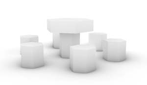 Juego de Mesa y Taburetes de Jardín de 4 Piezas, Estilo Art Deco, Hecho a Mano, Ecológico, de Fibra de Vidrio - Product Image 4