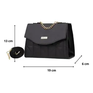 Bolso Bandolera Negro Dafne para Mujer de Fana, Microfibra, Cuero Sintético Acolchado, Moda para Todas las Temporadas - Product Image 1