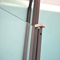 Moderne hoekdouche met diamantvormige design, roestvrijstalen frame en gehard glazen schuifdeur voor de badkamer