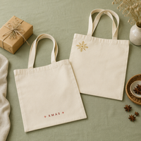 Sac en toile de Noël imprimé sur mesure ou en stock, en coton lavable, double usage pour marché extérieur