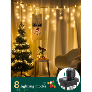 Aigostar 100 LED luci della tenda di natale 3M + 5M * 0.6M 8 modalità IP44 bianco caldo per matrimoni e feste di Halloween - Product Image 2