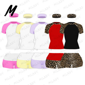 2025 Dames Set Lounge Shorts Set Luipaard Cheetah Print Custom Logo Hoge Kwaliteit Katoenen Shirts Kleding Vrouwen Shorts Leggings Set - Product Image 1