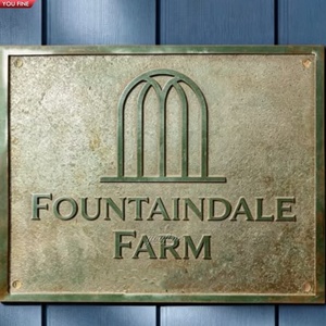 YOUFINE Letrero de Bronce Fundido a la Cera Perdida Personalizado con Relieve, Estilo Rústico, Patina Verde Antigua, Logotipo y Texto Grabados, Placa Decorativa para Pared de Villa - Product Image 1