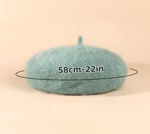 Nouvelle mode béret en fourrure de lapin pour femmes couleur unie mignon et chaud plage activités de plein air en automne printemps hiver Boina chapeaux - Product Image 2