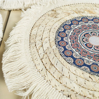 Napperon en paille tissé de style japonais moderne napperon rond fait main tapis de table avec isolation thermique en gros