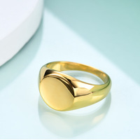 Benutzer definierte Männer Solid Siegelring Croissant Ring 18 Karat Gold Edelstahl Blank Ring für Frauen Mädchen Geschenk Laser gravur Logo