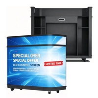 Comptoir de réception LED incurvé mobile, écran LED portable pour salon professionnel, affichage LED pour comptoir de caisse de magasin, table d'affichage LED