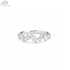 Bague de luxe artisanale de haute qualité pour usage quotidien, en or blanc massif 18 carats avec diamants naturels à taille mixte, vente en gros - Product Image 1