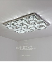 Nouveau style de lustre en acier inoxydable de luxe avec boule de cristal, lumière LED carrée, alimentation AC, lampes de plafond modernes pour salon