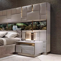Ensemble de meubles de chambre à coucher principale turque, lit double en bois haut de gamme, design de cadre de lit classique de luxe, taille king-size, design moderne