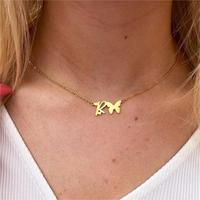 Pendentif à breloques avec nom personnalisé, pendentif en forme de cœur, en acier inoxydable plaqué or 18 carats, collier avec initiales papillon pour femmes, cadeau