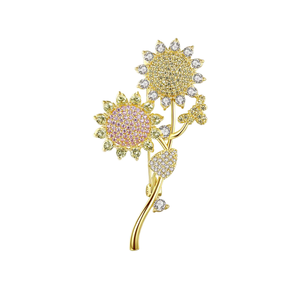 Broche Elegante y Lindo con Diseño de Flor Coreana Giratoria, Chapado en Rodio y con Circonitas Cúbicas, para Mujer, Regalo para Bodas y Fiestas - Product Image 5