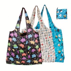 Ulikeke Customized Reusable Waterproof Polyester Folding Tote Bag Foldable All-Printed Shopping Bag with Animal Prints Price - Product Image 1