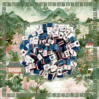 Jeu de Mahjong américain complet avec 166 tuiles en acrylique et tapis de Mahjong imprimé paysage chinois vert pour jeu familial